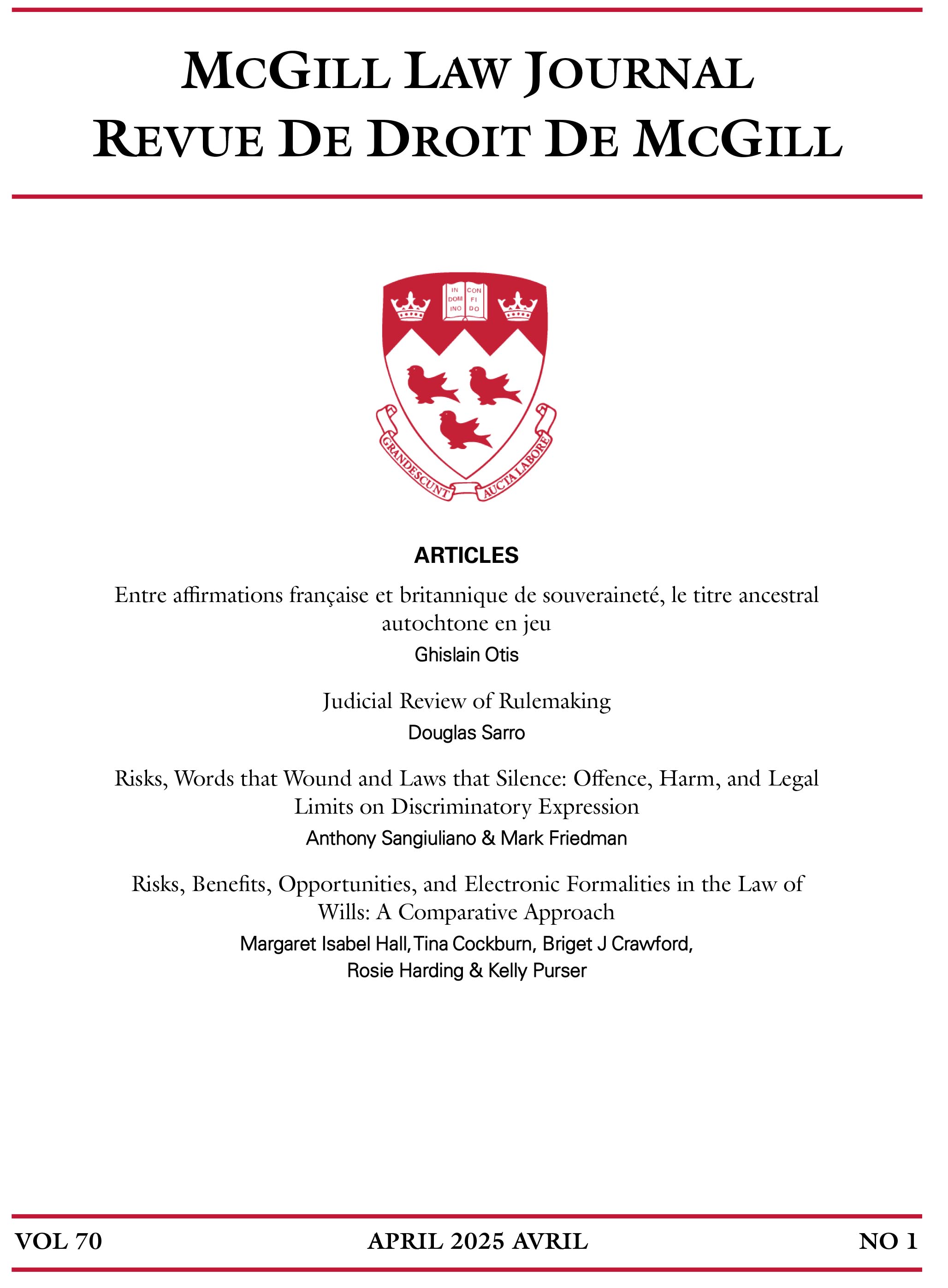 					View Vol. 70 No. 1 (2025): McGill Law Journal
				